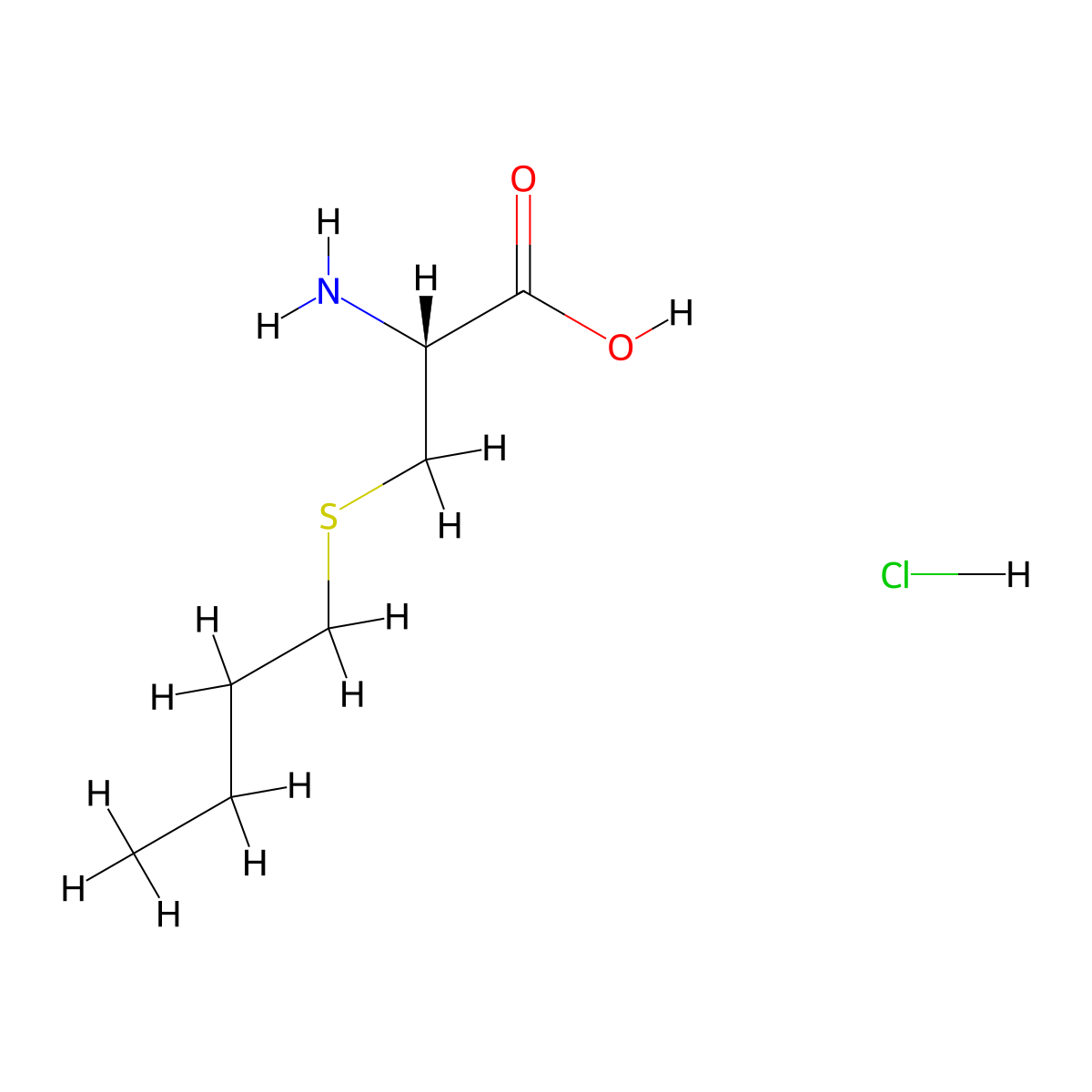 (2R)-2-amino-3-(butylsulfanyl)propanoic acid hydrochloride molecular structure, CAS 13331-77-6