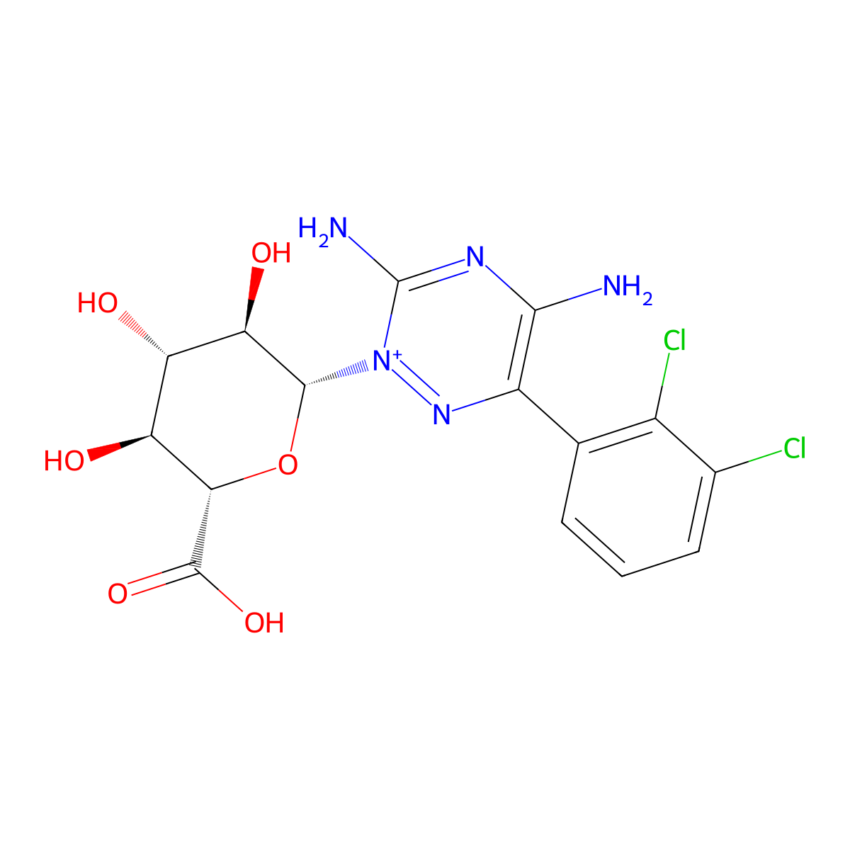 3,5-Diamino-6-(2,3-dichlorophenyl)-2-beta-D-glucopyranuronosyl-1,2,4-triazinium molecular structure, CAS 133310-19-7