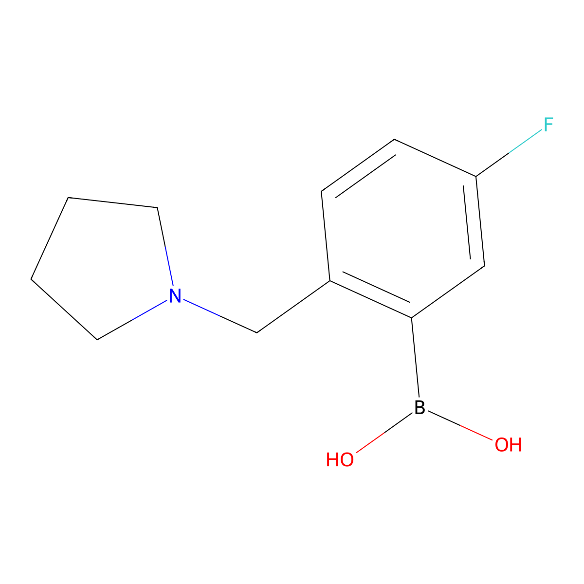 (5-Fluoro-2-(pyrrolidin-1-ylmethyl)phenyl)boronic acid molecular structure, CAS 1333121-77-9
