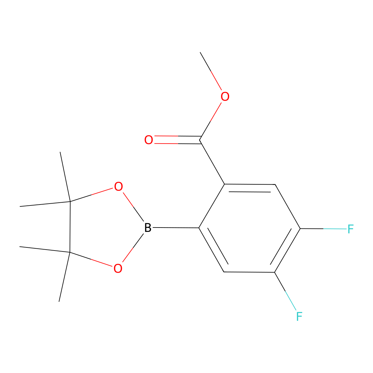 Methyl 4,5-difluoro-2-(4,4,5,5-tetramethyl-1,3,2-dioxaborolan-2-yl)benzoate molecular structure, CAS 1333122-75-0