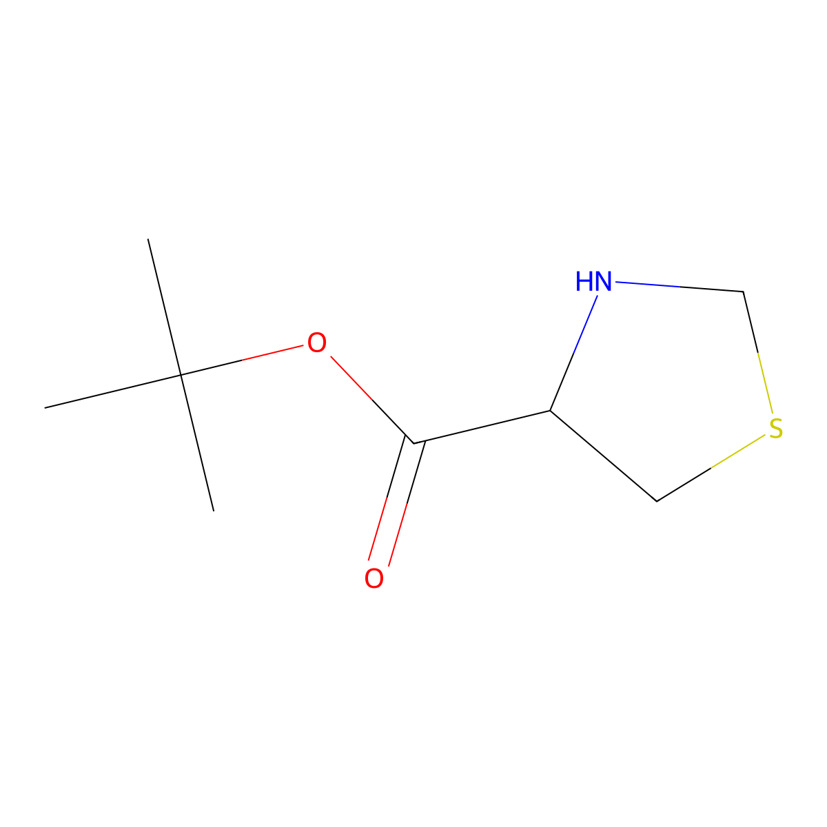 tert-butyl (4R)-1,3-thiazolidine-4-carboxylate molecular structure, CAS 1333122-77-2