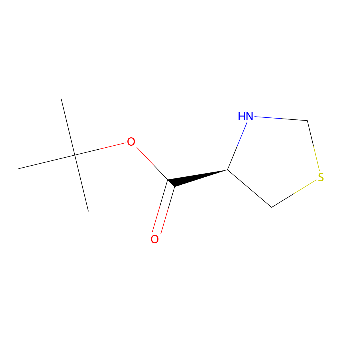 tert-butyl (4R)-1,3-thiazolidine-4-carboxylate molecular structure, CAS 1333122-77-2