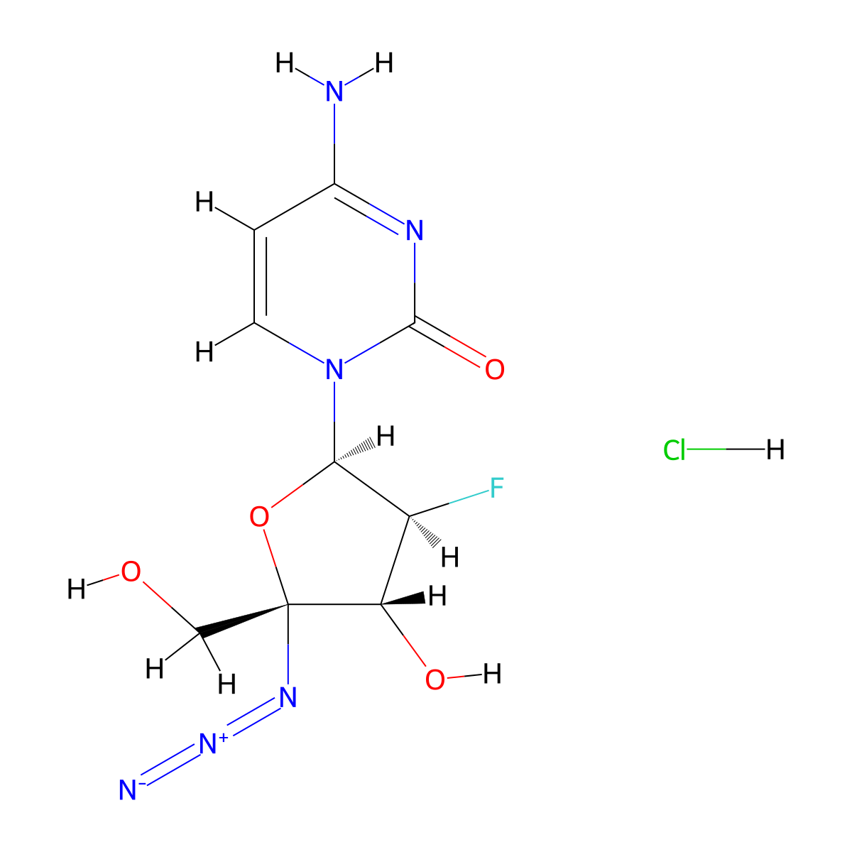 Azvudine hydrochloride molecular structure, CAS 1333126-31-0