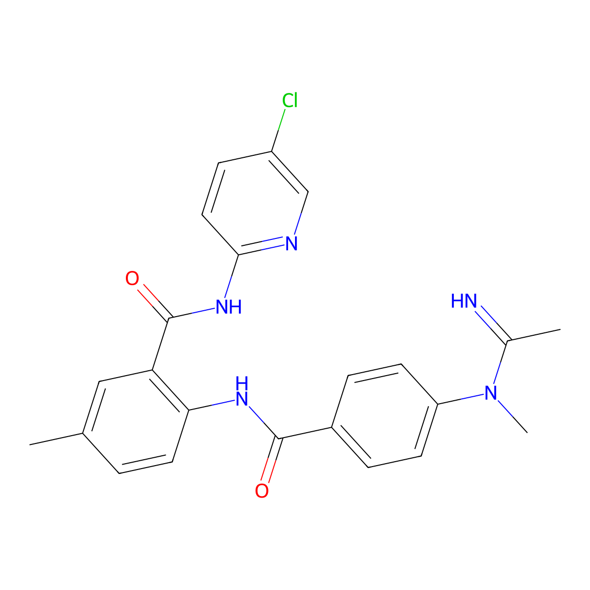 N-(5-chloropyridin-2-yl)-5-methyl-2-[4-(N-methylethanimidamido)benzamido]benzamide molecular structure, CAS 1333126-80-9
