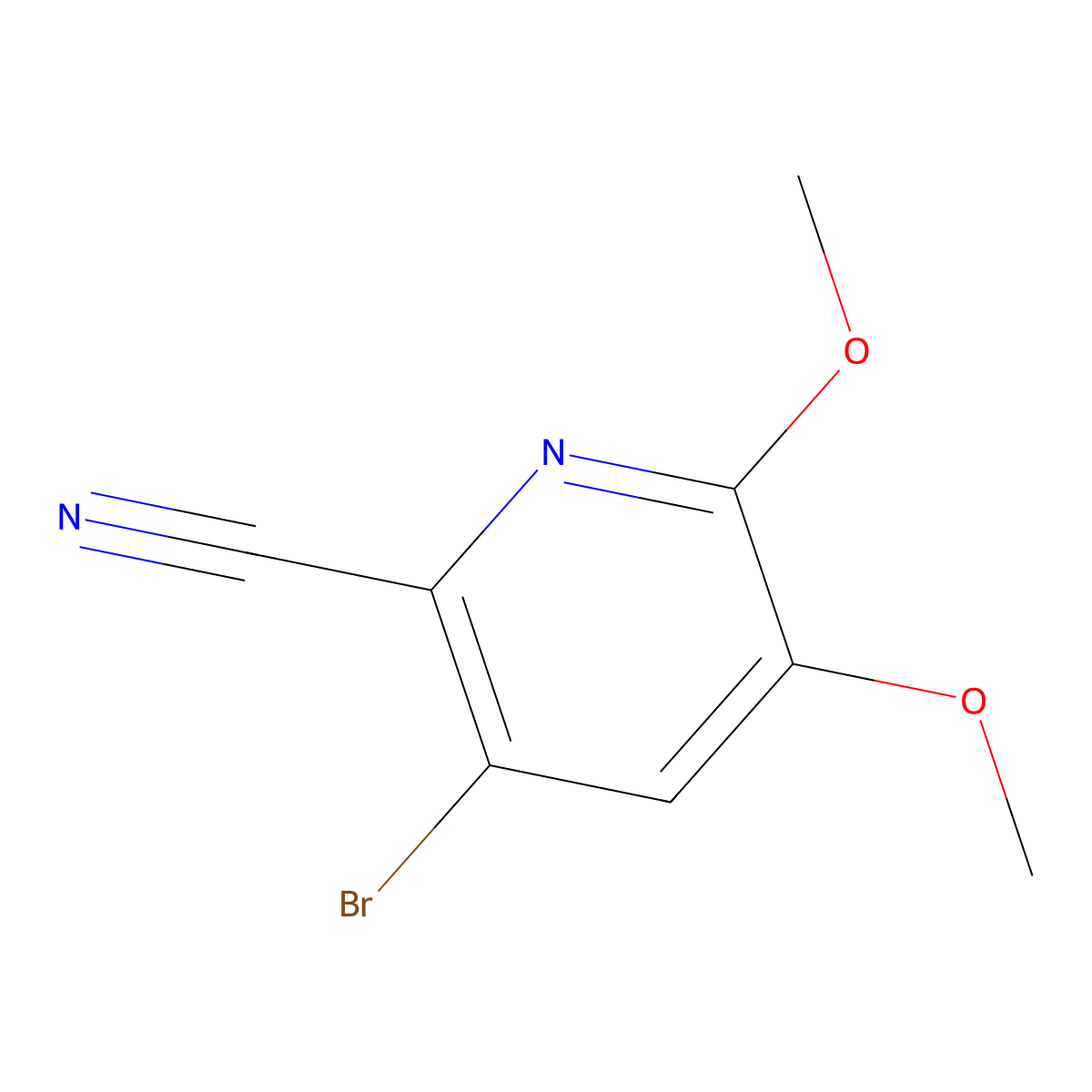 3-Bromo-5,6-dimethoxypicolinonitrile molecular structure, CAS 1333147-36-6