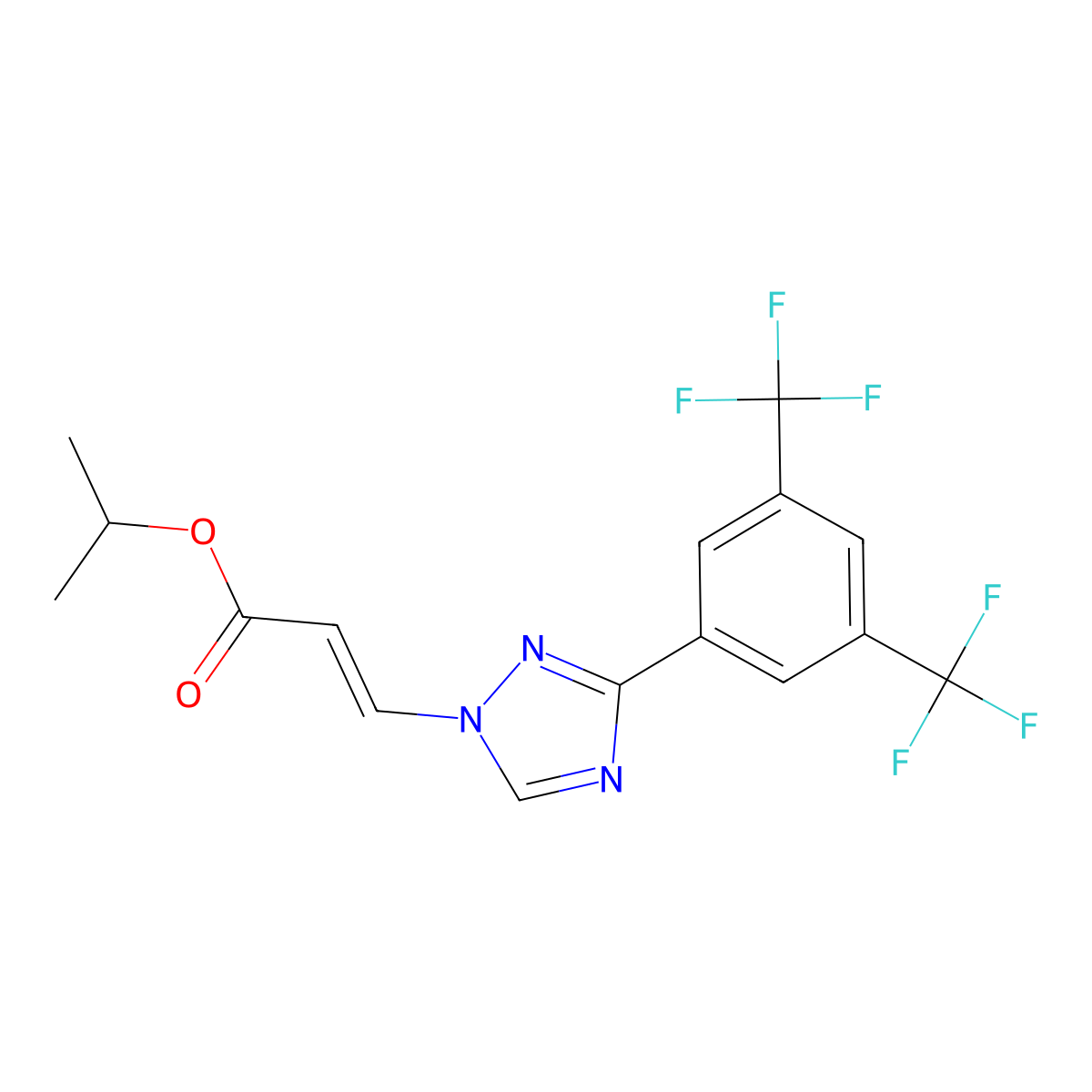 (Z)-isopropyl 3-(3-(3,5-bis(trifluoromethyl)phenyl)-1H-1,2,4-triazol-1-yl)acrylate molecular structure, CAS 1333152-22-9