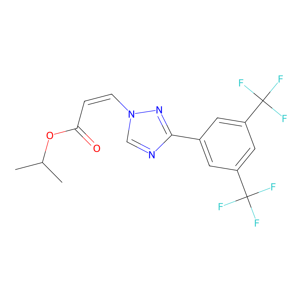 (Z)-isopropyl 3-(3-(3,5-bis(trifluoromethyl)phenyl)-1H-1,2,4-triazol-1-yl)acrylate molecular structure, CAS 1333152-22-9