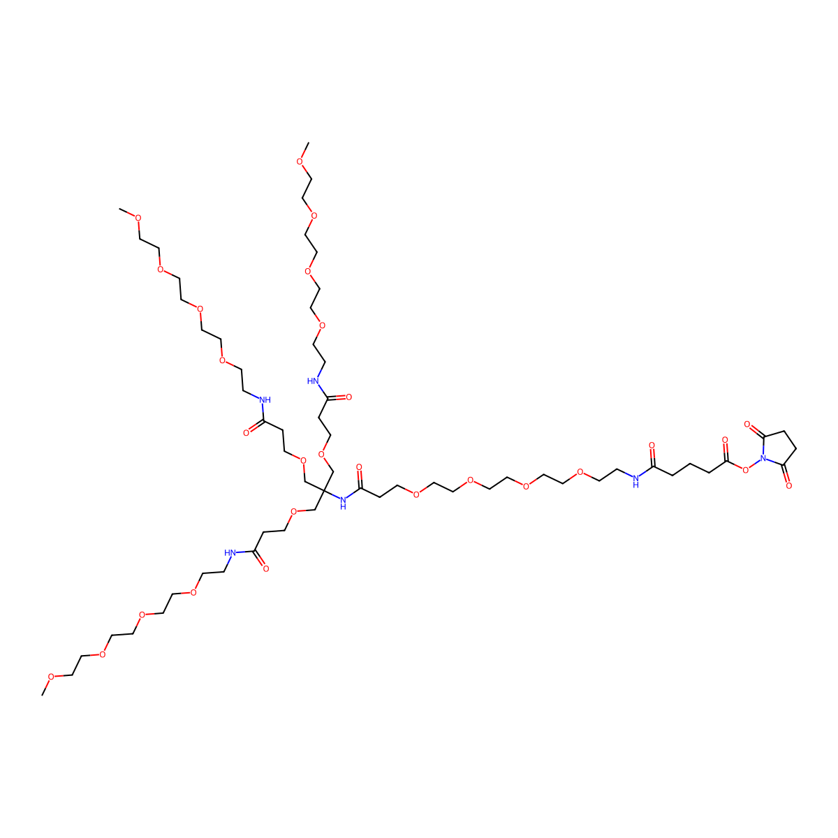 NHS-PEG4-(m-PEG4)3-ester molecular structure, CAS 1333154-70-3