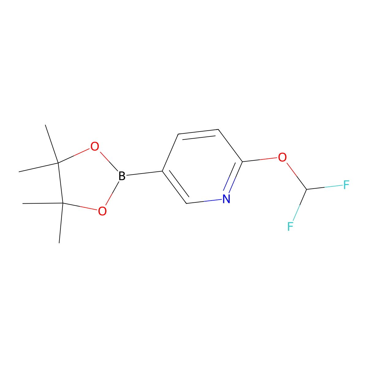 2-(Difluoromethoxy)-5-(tetramethyl-1,3,2-dioxaborolan-2-yl)pyridine molecular structure, CAS 1333222-12-0