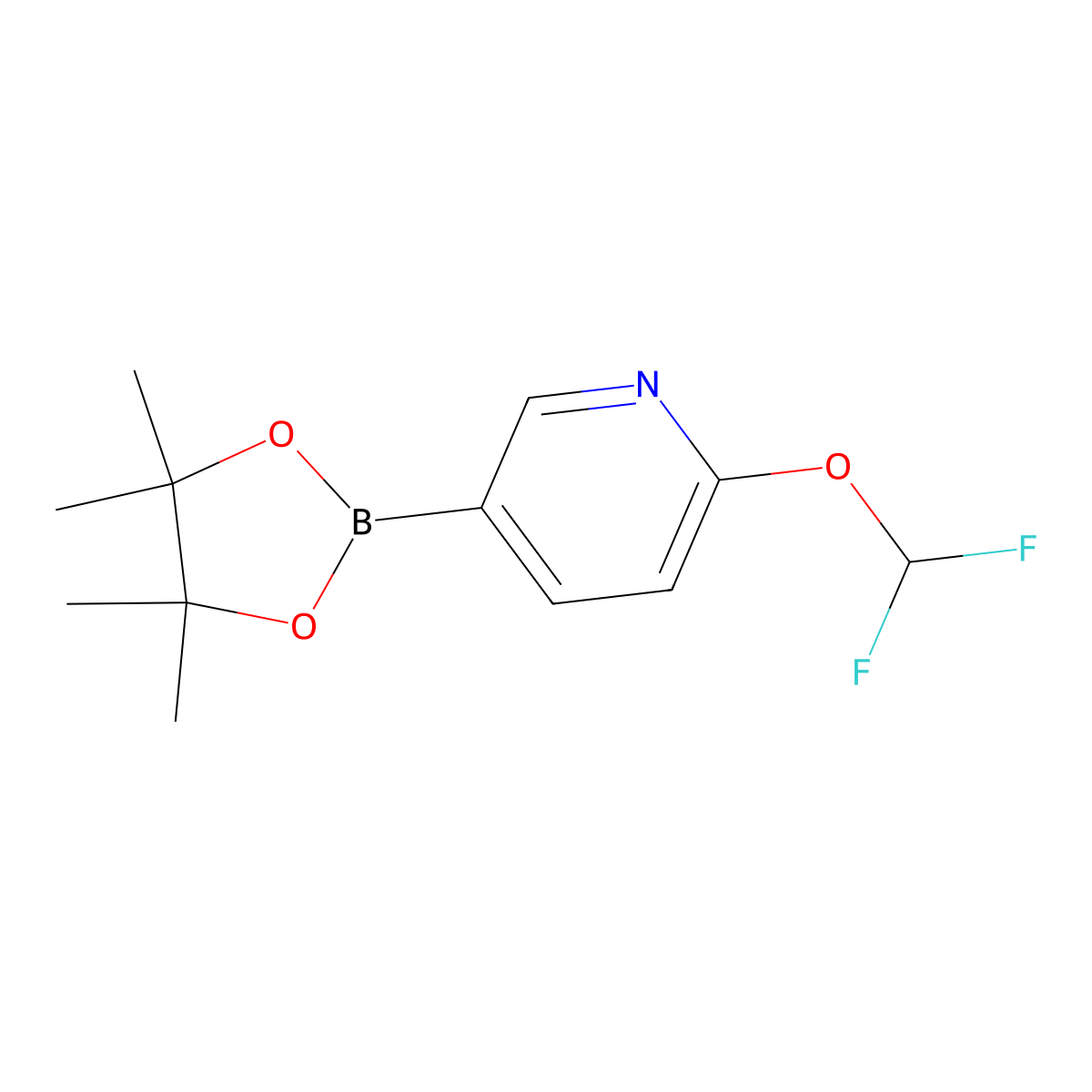 2-(Difluoromethoxy)-5-(tetramethyl-1,3,2-dioxaborolan-2-yl)pyridine molecular structure, CAS 1333222-12-0