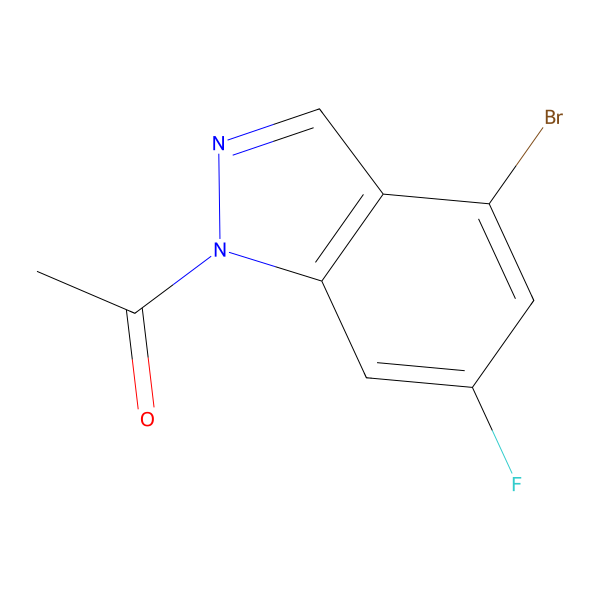 1-(4-bromo-6-fluoro-1H-indazol-1-yl)ethanone molecular structure, CAS 1333222-13-1
