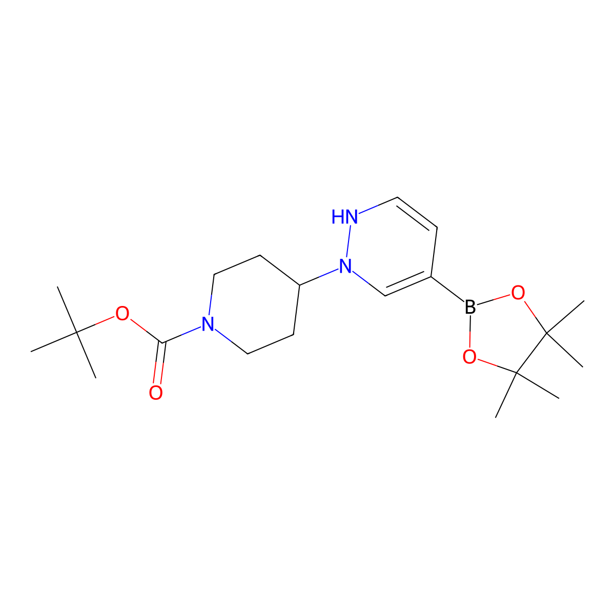 tert-butyl 4-(5-(4,4,5,5-tetramethyl-1,3,2-dioxaborolan-2-yl)pyridazin-1(2H)-yl)piperidine-1-carboxylate molecular structure, CAS 1333222-17-5