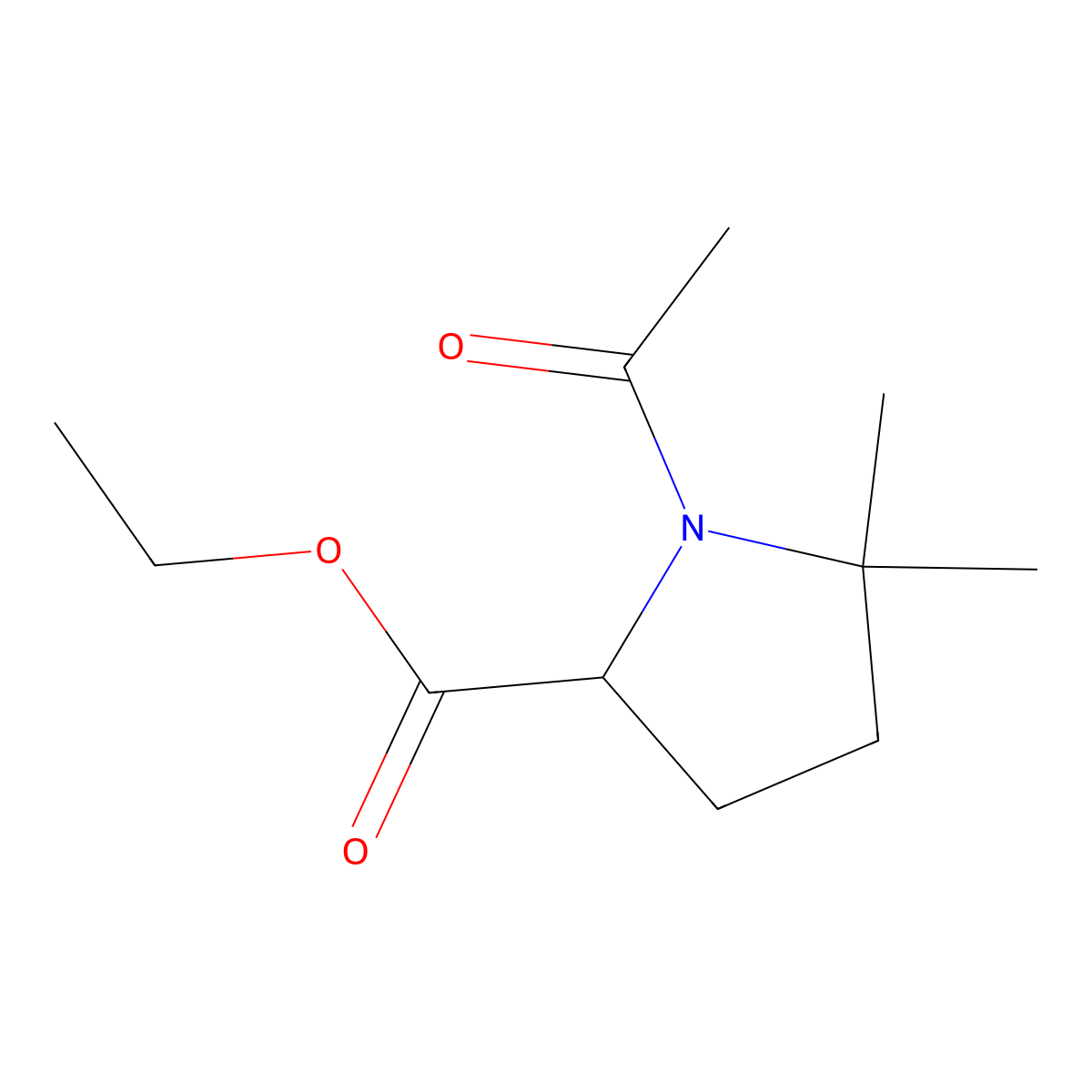 Ethyl 1-acetyl-5,5-dimethylpyrrolidine-2-carboxylate molecular structure, CAS 1333222-18-6