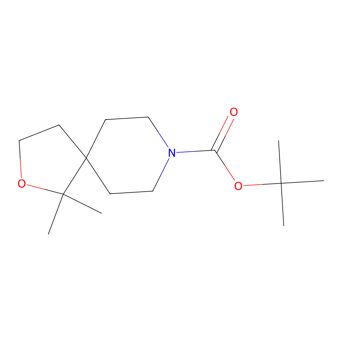 Tert-butyl 1,1-dimethyl-2-oxa-8-azaspiro[4.5]decane-8-carboxylate molecular structure, CAS 1333222-28-8