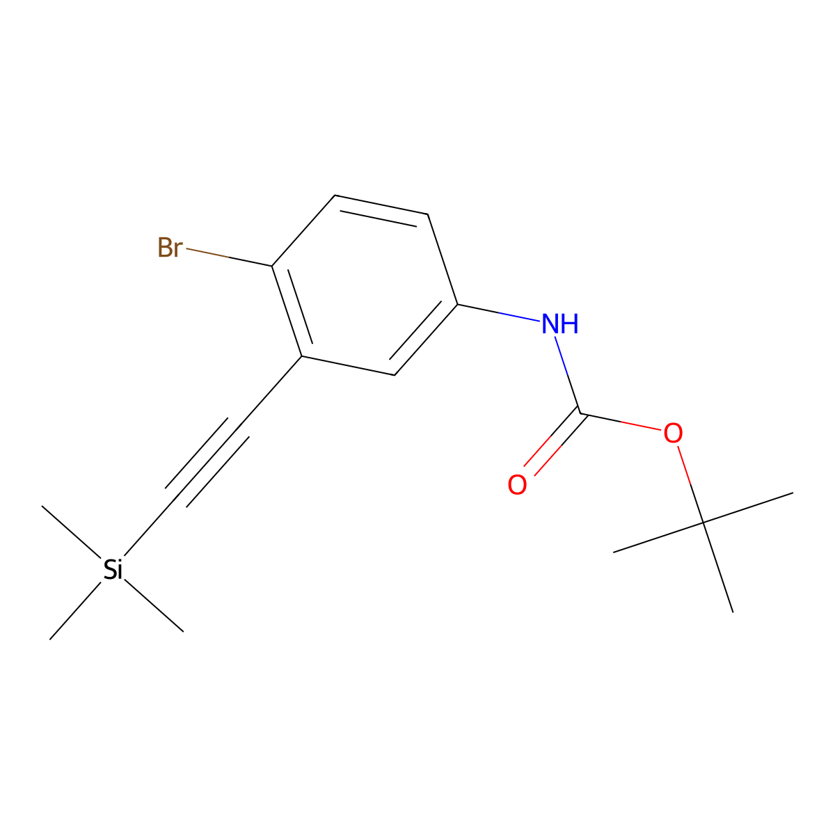 tert-Butyl (4-bromo-3-((trimethylsilyl)ethynyl)phenyl)carbamate molecular structure, CAS 1333222-30-2