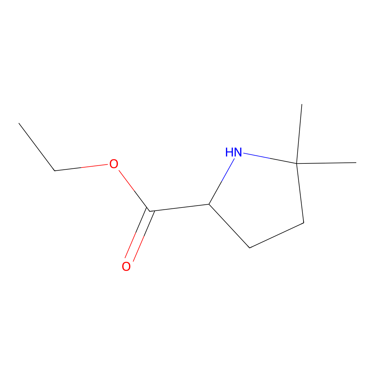 Ethyl 5,5-dimethylpyrrolidine-2-carboxylate molecular structure, CAS 1333222-32-4