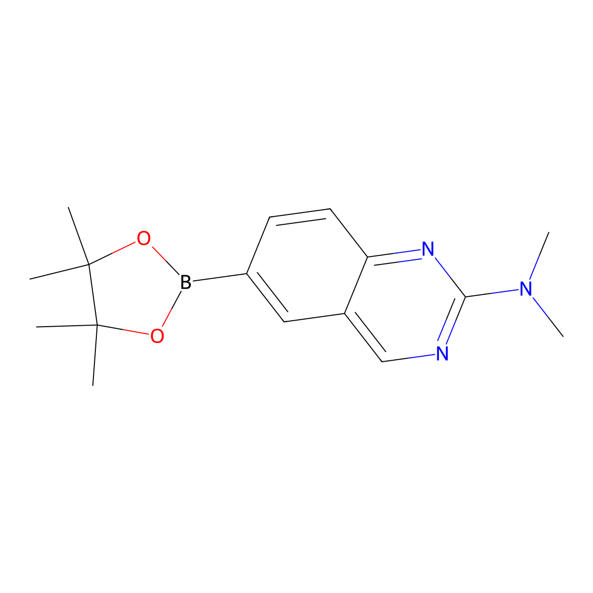N,N-dimethyl-6-(4,4,5,5-tetramethyl-1,3,2-dioxaborolan-2-yl)quinazolin-2-amine molecular structure, CAS 1333222-33-5