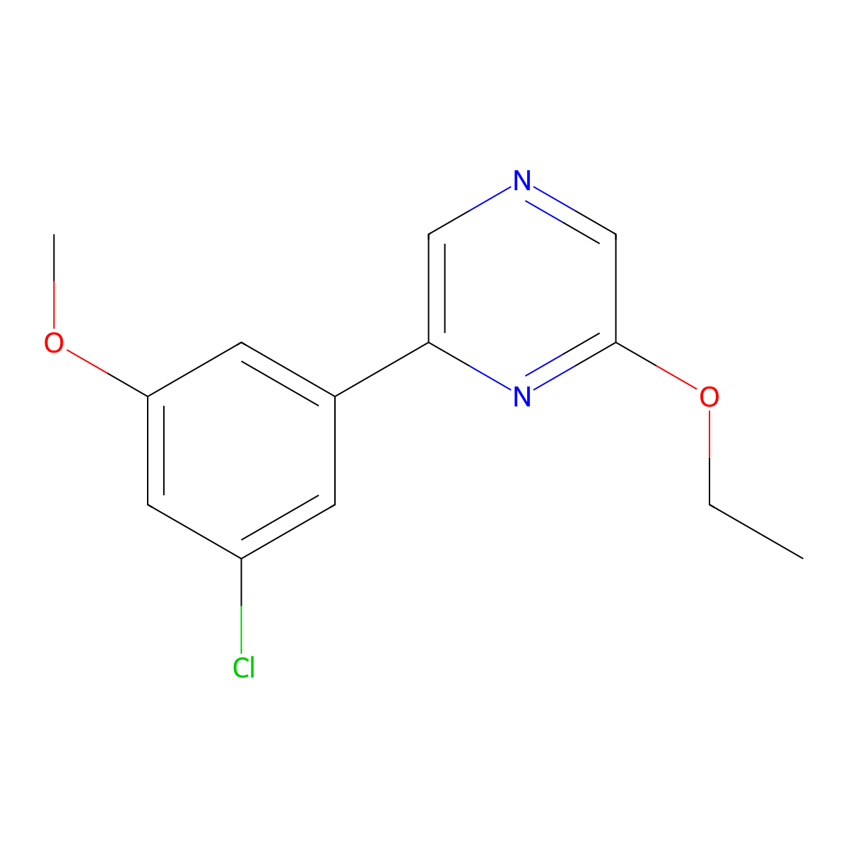 2-(3-Chloro-5-methoxyphenyl)-6-ethoxypyrazine molecular structure, CAS 1333222-40-4