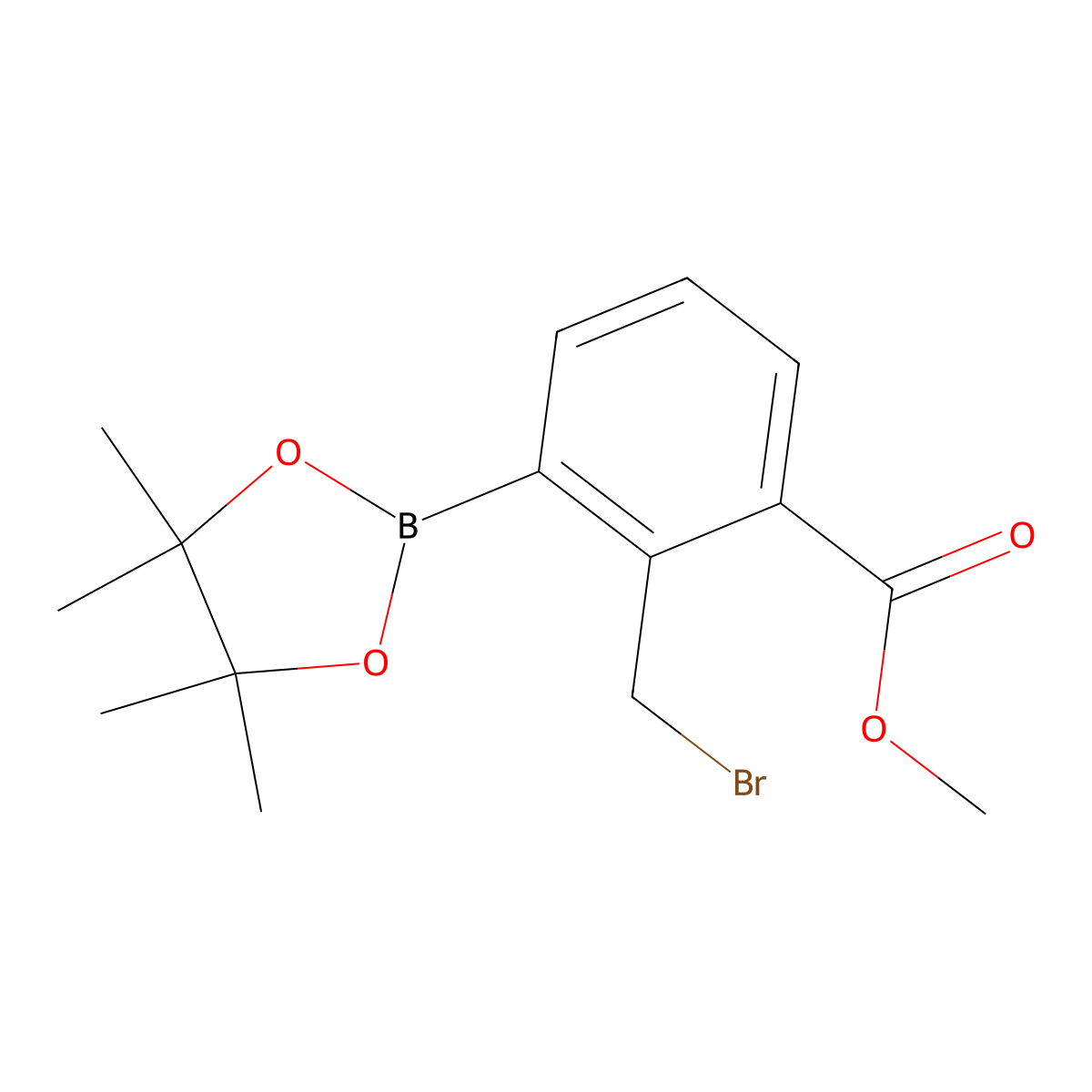 Methyl 2-(bromomethyl)-3-(4,4,5,5-tetramethyl-1,3,2-dioxaborolan-2-yl)benzoate molecular structure, CAS 1333222-42-6