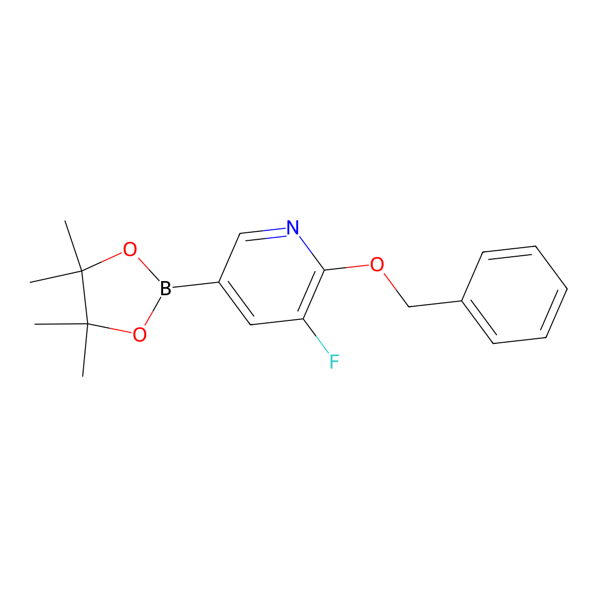 2-(Benzyloxy)-3-fluoro-5-(4,4,5,5-tetramethyl-1,3,2-dioxaborolan-2-yl)pyridine molecular structure, CAS 1333222-45-9