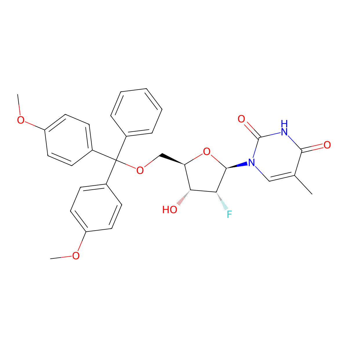 2'-Deoxy-5'-o-dmt-2'-fluoro-5-methyluridine molecular structure, CAS 133324-02-4