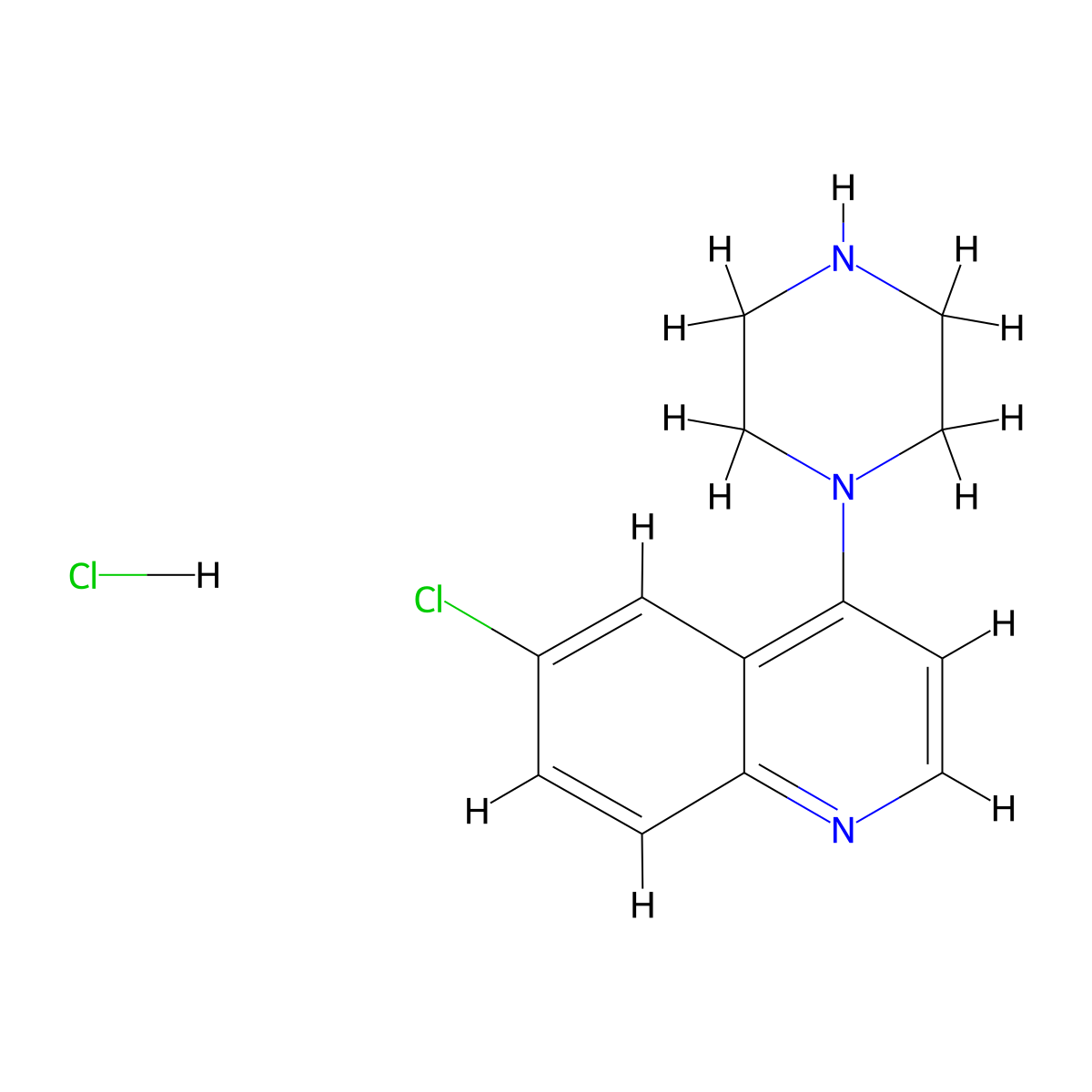 6-Chloro-4-(piperazin-1-yl)quinoline Hydrochloride molecular structure, CAS 1333249-31-2