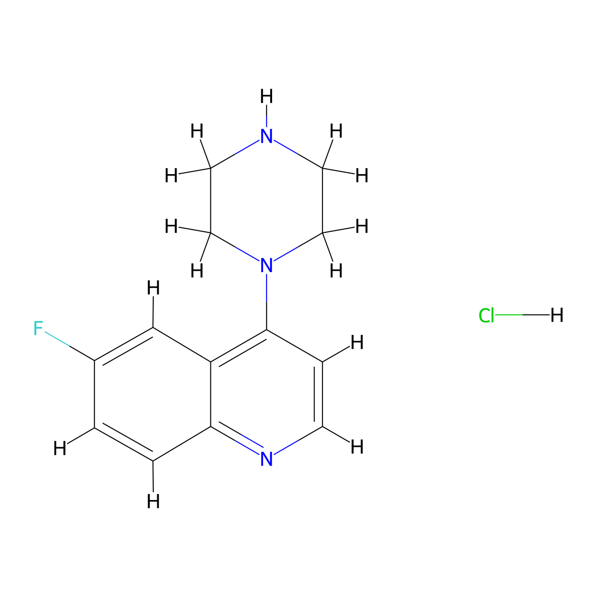 6-Fluoro-4-(piperazin-1-yl)quinoline Hydrochloride molecular structure, CAS 1333249-32-3