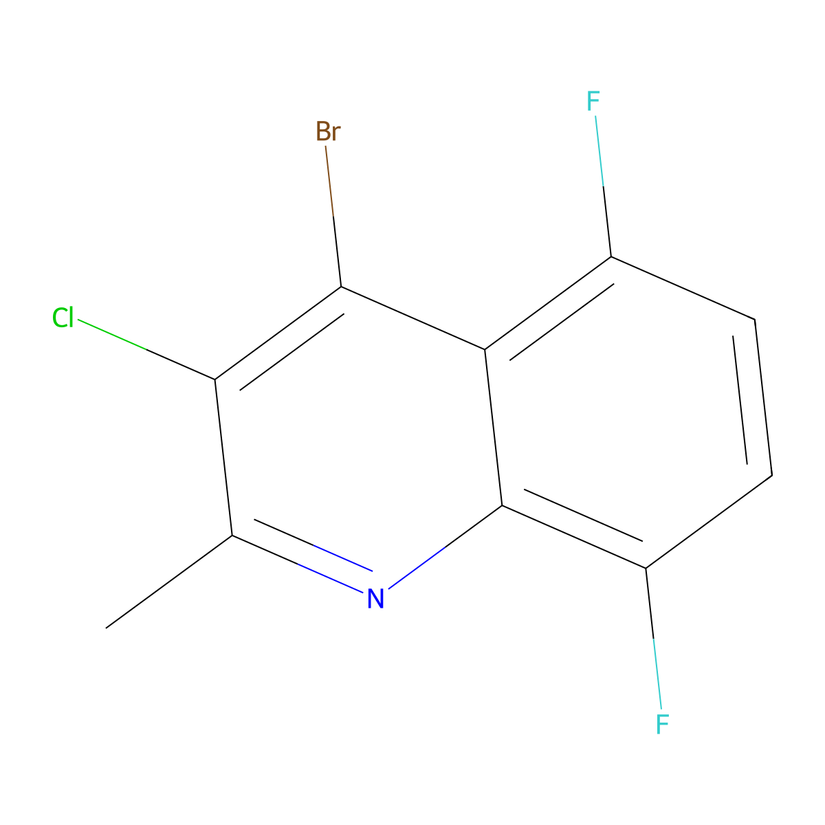 4-Bromo-3-chloro-5,8-difluoro-2-methylquinoline molecular structure, CAS 1333252-68-8