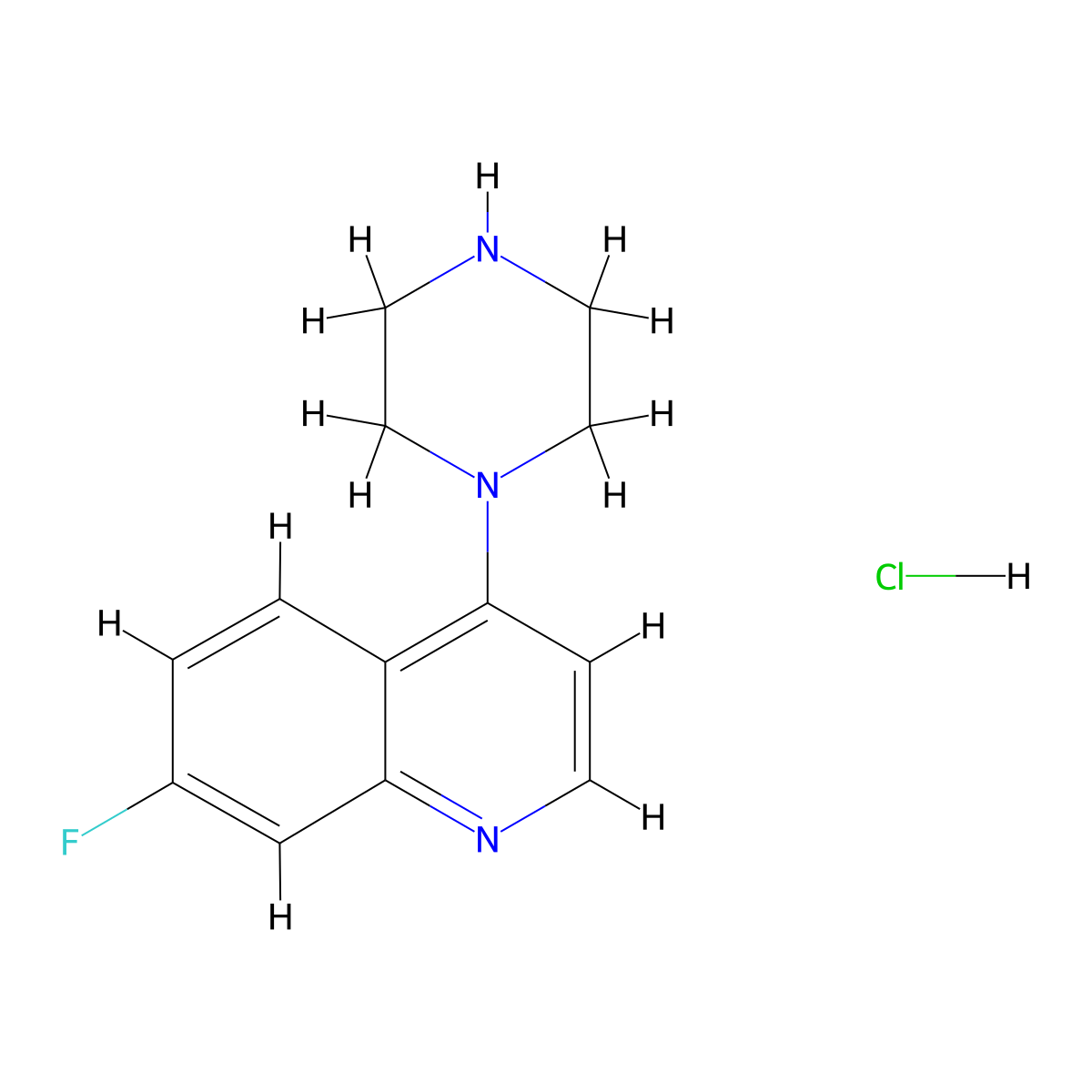 7-Fluoro-4-(piperazin-1-yl)quinoline Hydrochloride molecular structure, CAS 1333252-74-6
