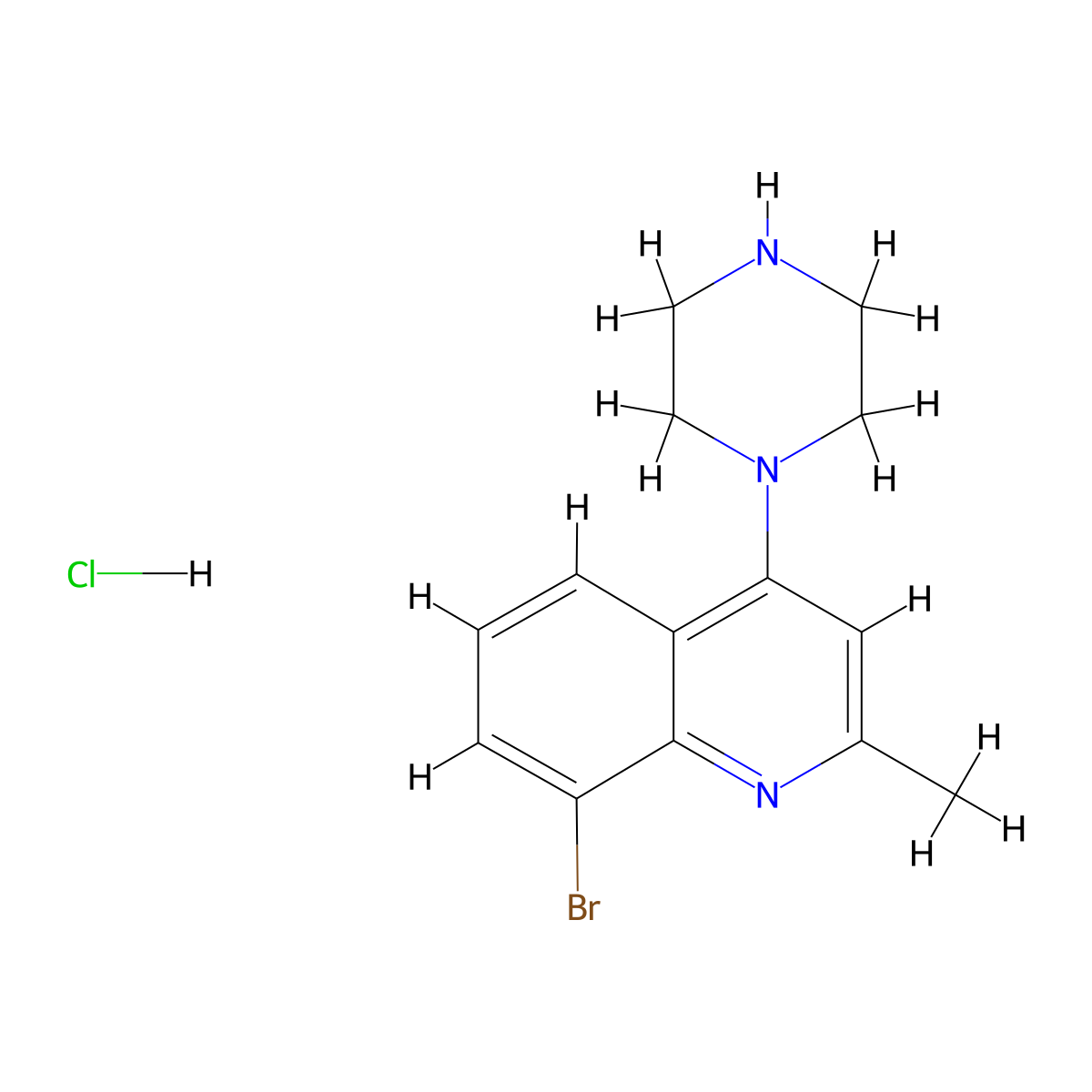 8-Bromo-2-methyl-4-(piperazin-1-yl)quinoline Hydrochloride molecular structure, CAS 1333253-23-8
