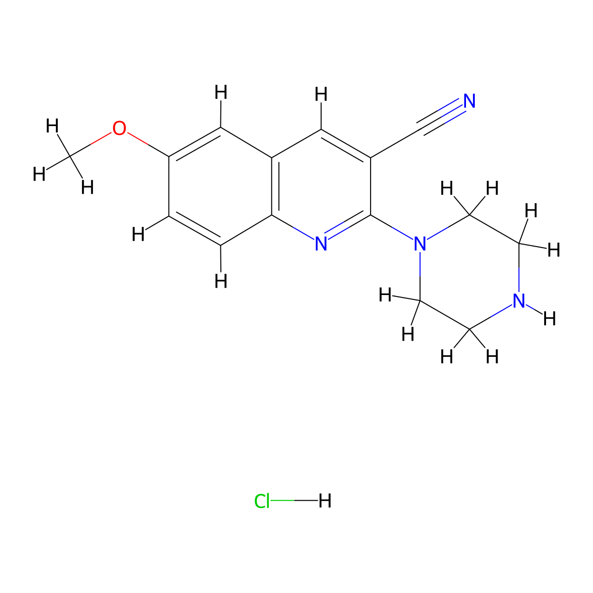 6-Methoxy-2-(piperazin-1-yl)quinolin-3-carbonitrile Hydrochloride molecular structure, CAS 1333254-61-7