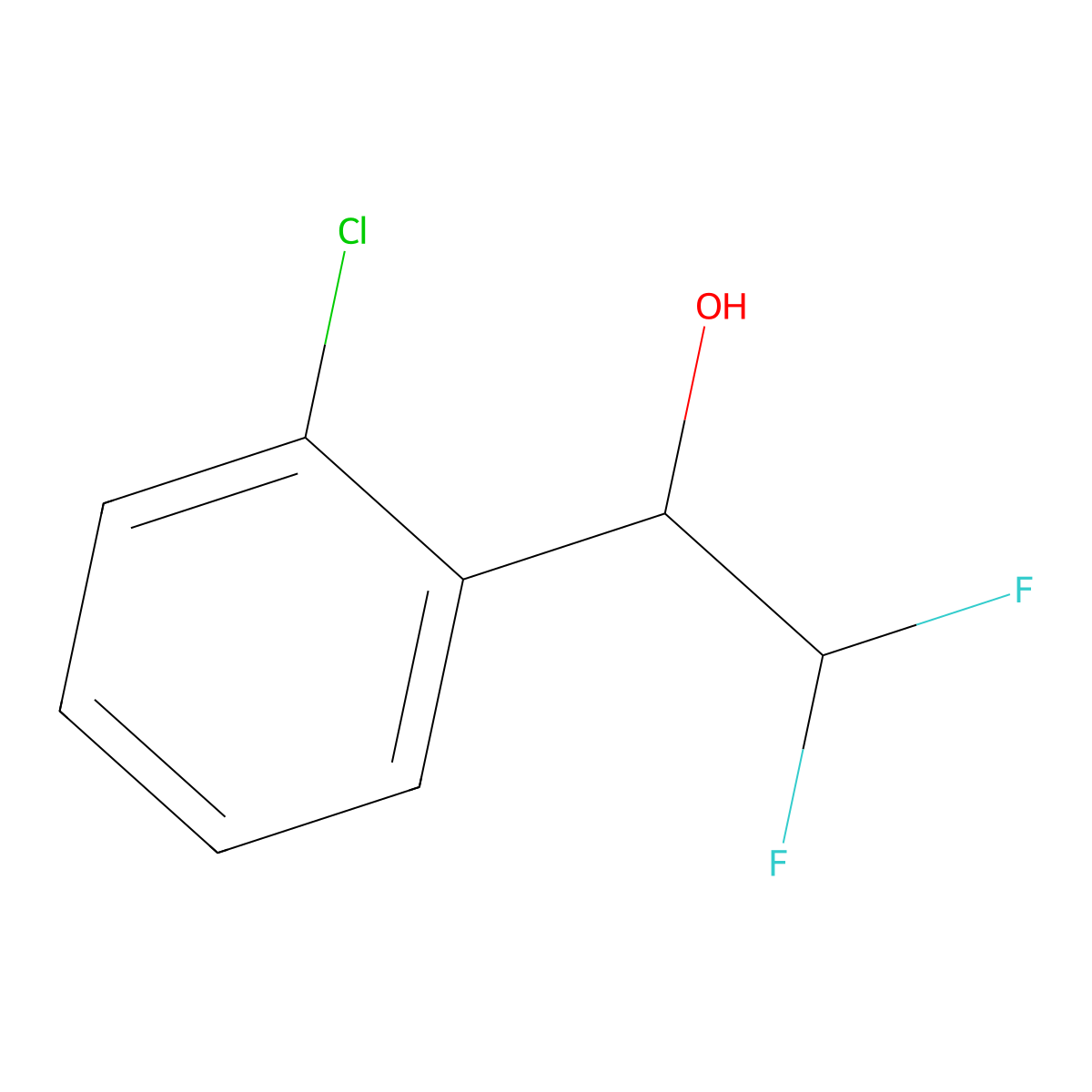 1-(2-Chlorophenyl)-2,2-difluoroethan-1-ol molecular structure, CAS 1333259-51-0