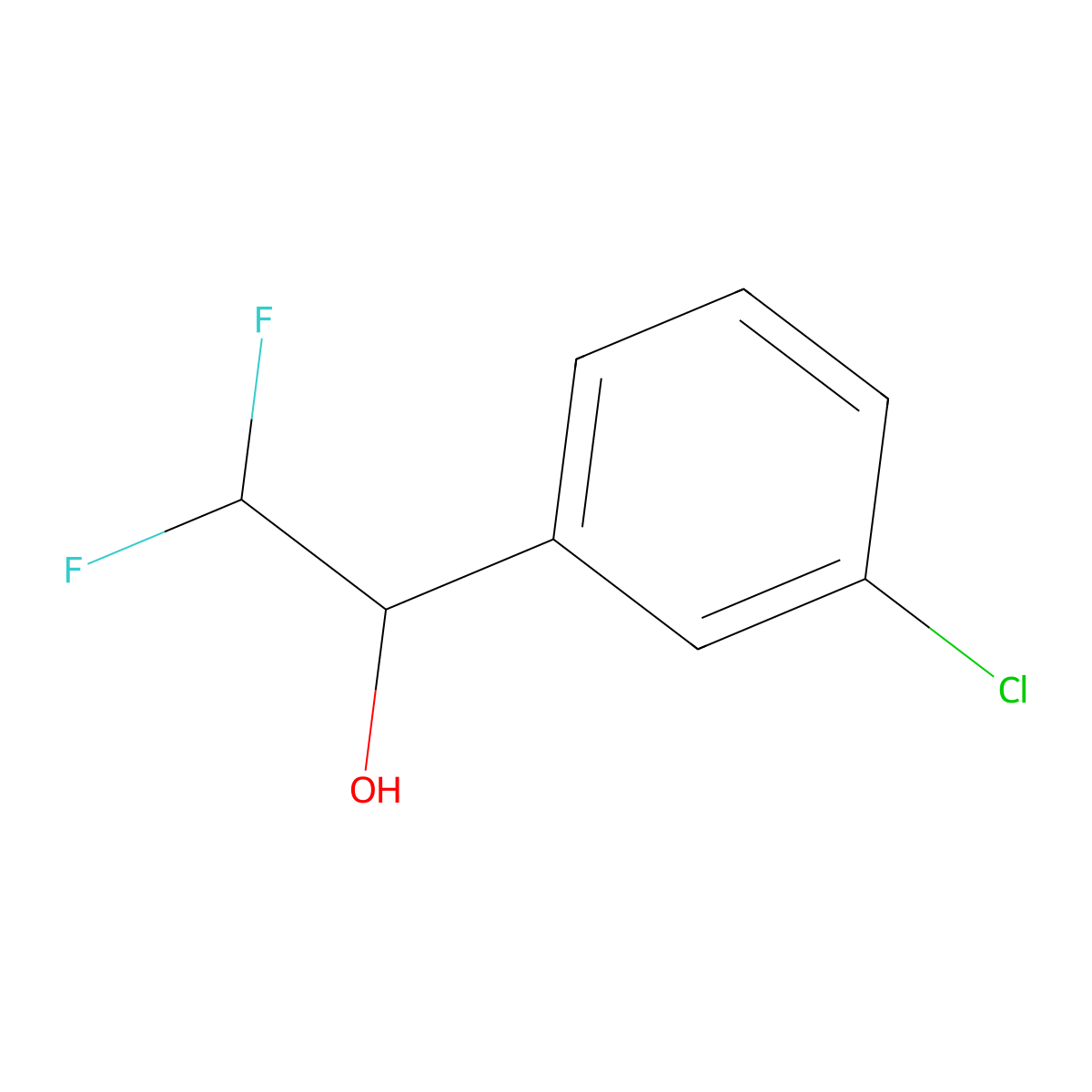 1-(3-Chlorophenyl)-2,2-difluoroethan-1-ol molecular structure, CAS 1333259-52-1