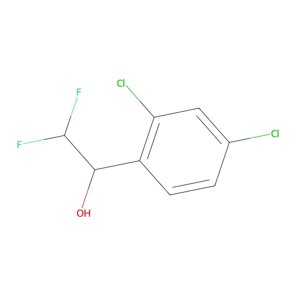 1-(2,4-Dichlorophenyl)-2,2-difluoroethan-1-ol molecular structure, CAS 1333259-53-2