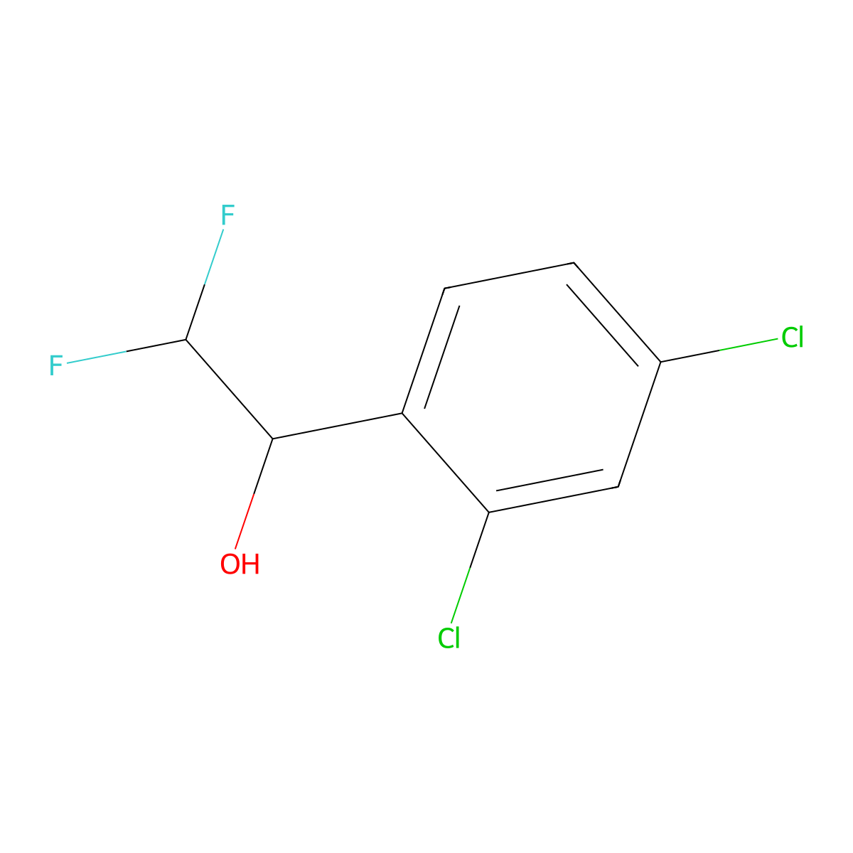 1-(2,4-Dichlorophenyl)-2,2-difluoroethan-1-ol molecular structure, CAS 1333259-53-2