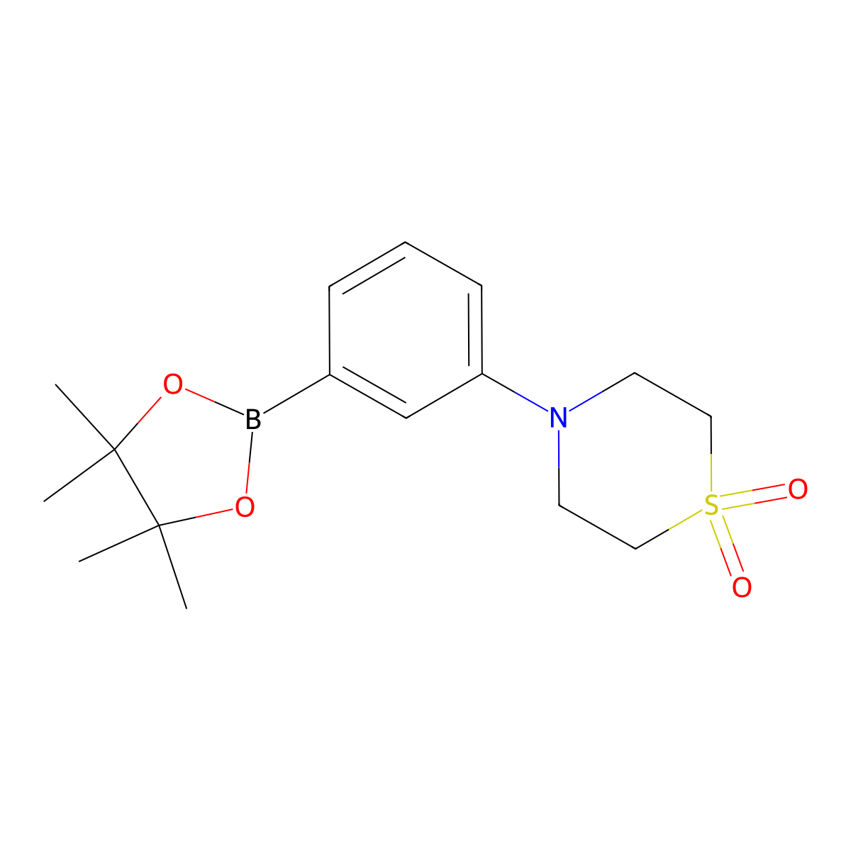 4-(3-(4,4,5,5-Tetramethyl-1,3,2-dioxaborolan-2-yl)phenyl)thiomorpholine 1,1-dioxide molecular structure, CAS 1333263-95-8