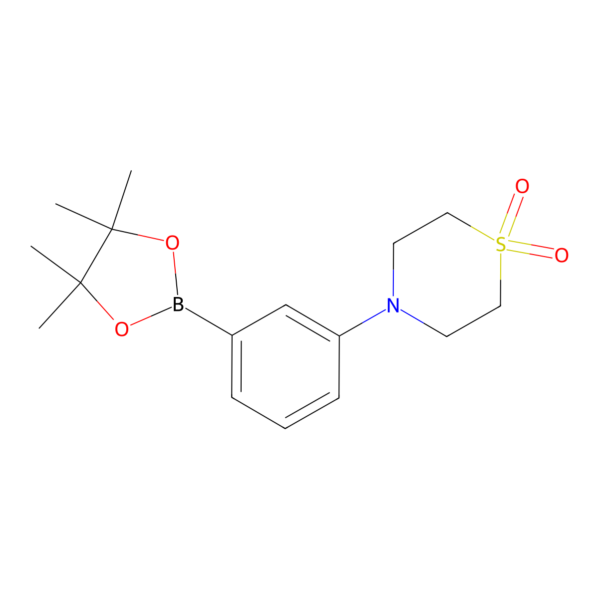 4-(3-(4,4,5,5-Tetramethyl-1,3,2-dioxaborolan-2-yl)phenyl)thiomorpholine 1,1-dioxide molecular structure, CAS 1333263-95-8