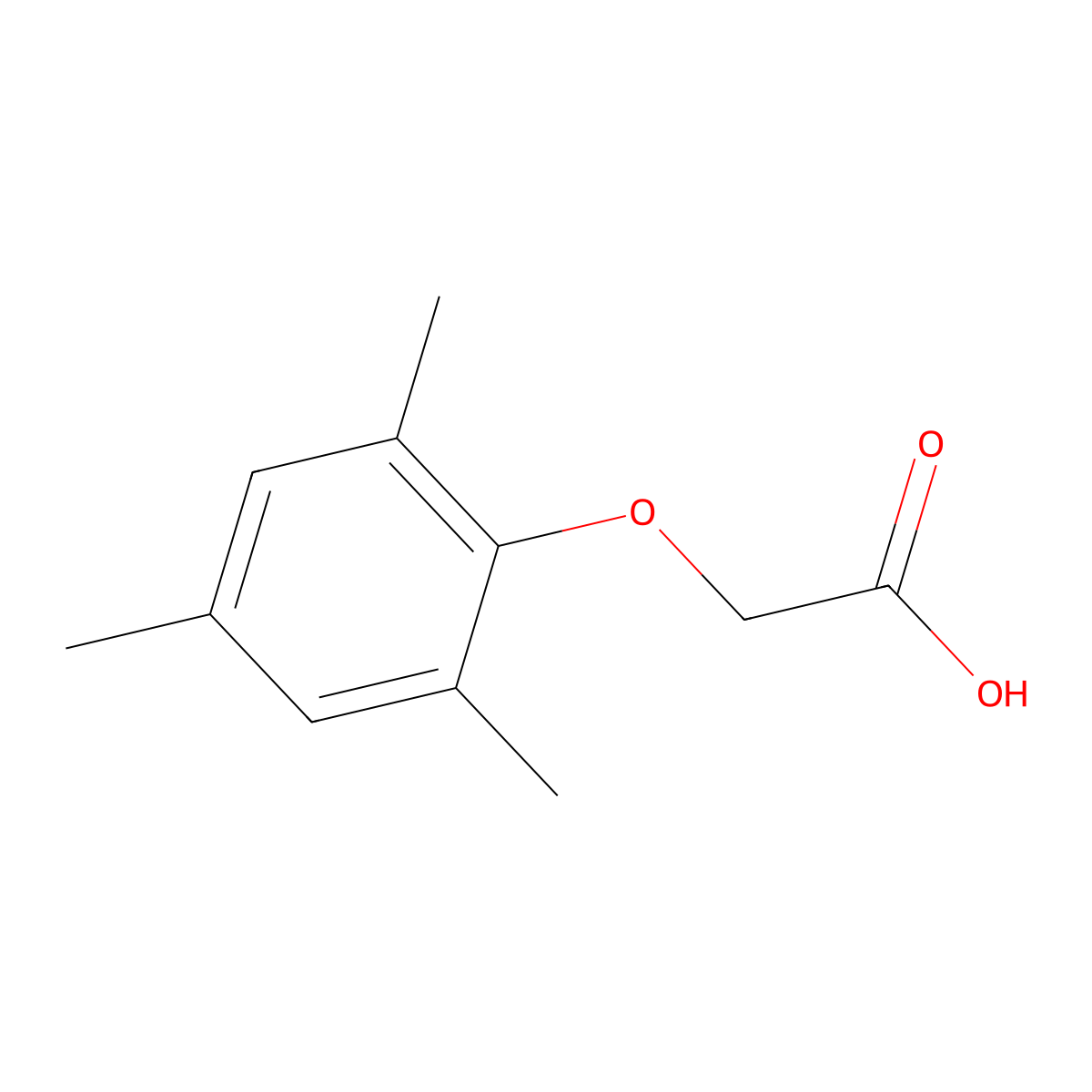 2-(2,4,6-Trimethylphenoxy)acetic acid molecular structure, CAS 13333-81-8