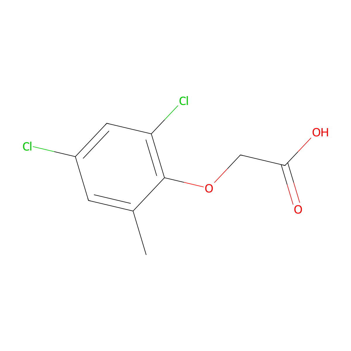 2,4-Dichloro-6-methylphenoxyacetic acid molecular structure, CAS 13333-87-4