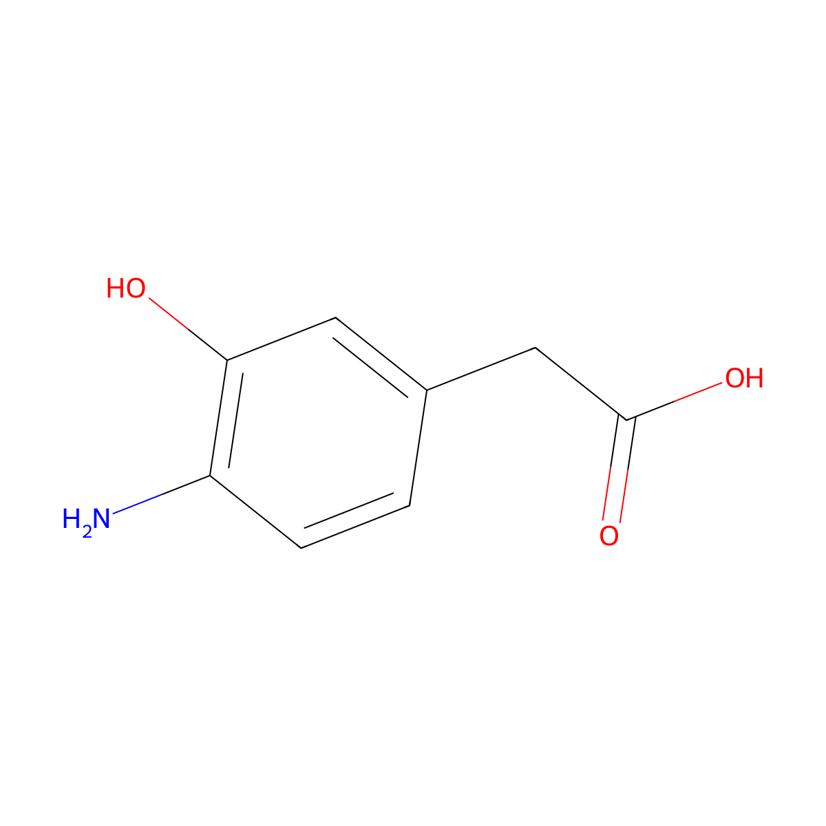 4-Amino-3-hydroxybenzeneacetic acid molecular structure, CAS 133331-79-0
