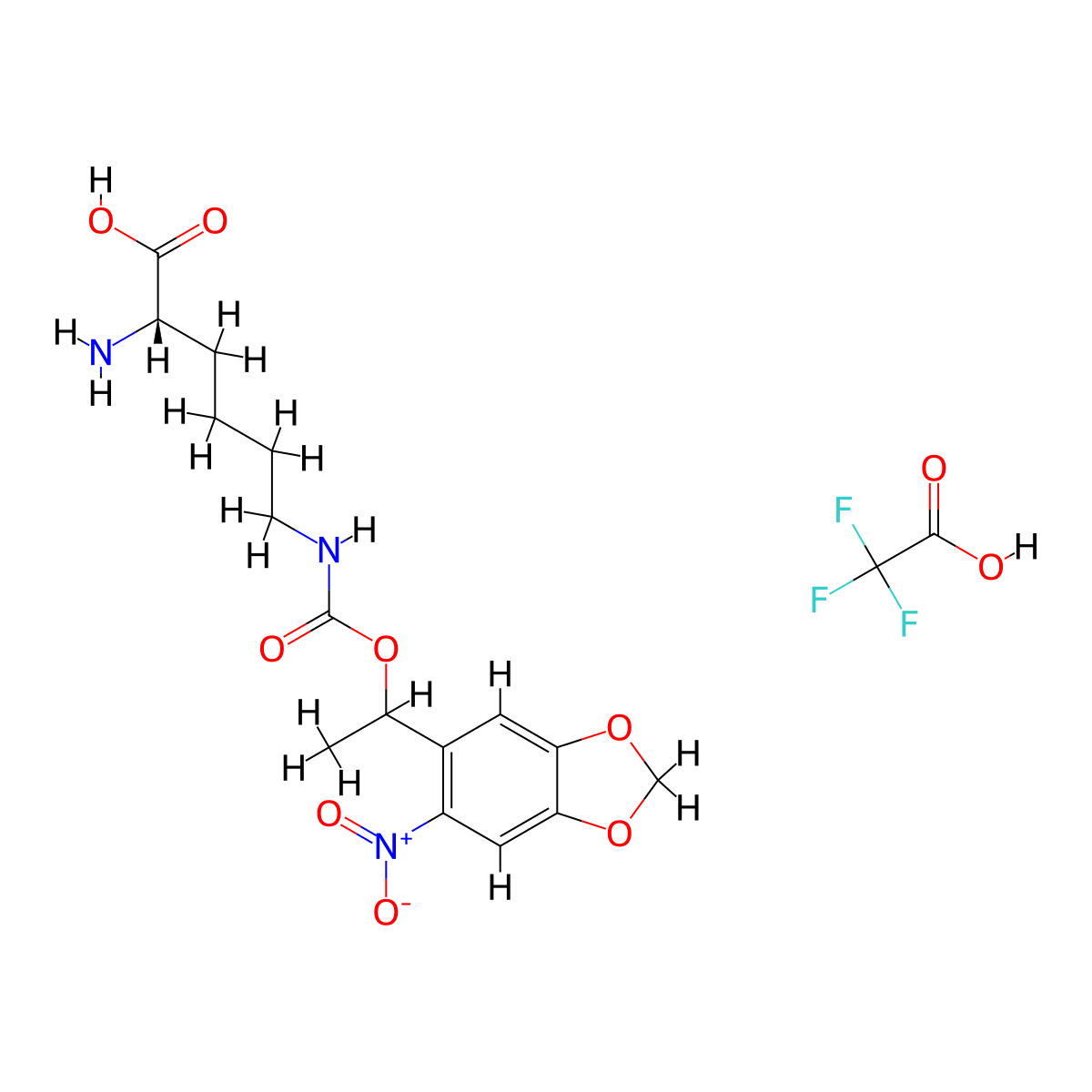 Methyl-O-nitropiperonyllysine (mnpk) trifluoroacetic acid molecular structure, CAS 1333312-97-2