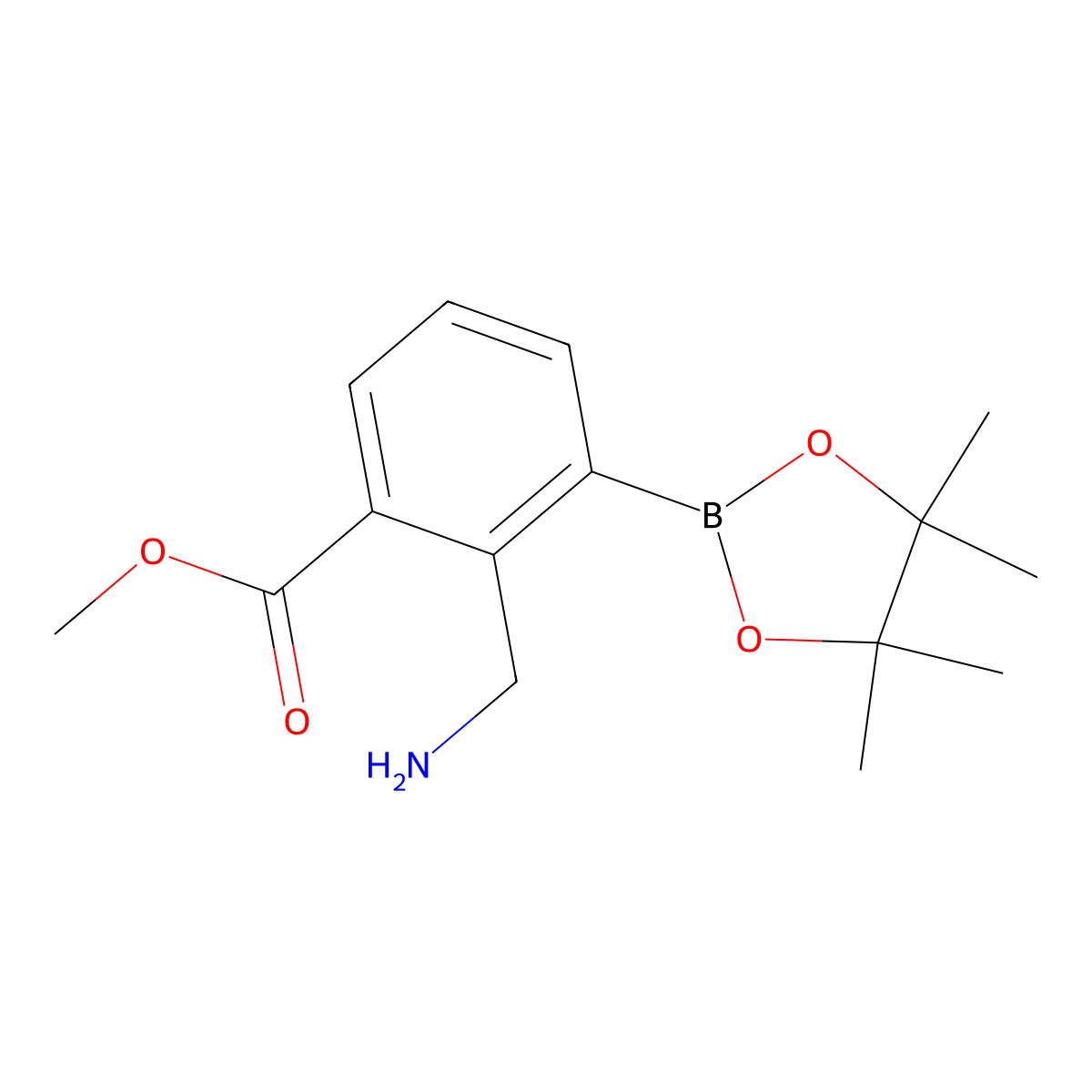 Methyl 2-(aminomethyl)-3-(4,4,5,5-tetramethyl-1,3,2-dioxaborolan-2-yl)benzoate molecular structure, CAS 1333319-47-3