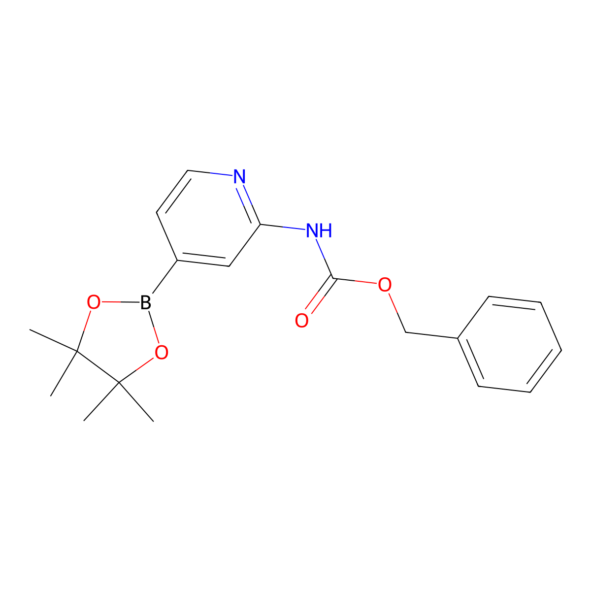 Benzyl (4-(4,4,5,5-tetramethyl-1,3,2-dioxaborolan-2-yl)pyridin-2-yl)carbamate molecular structure, CAS 1333319-53-1
