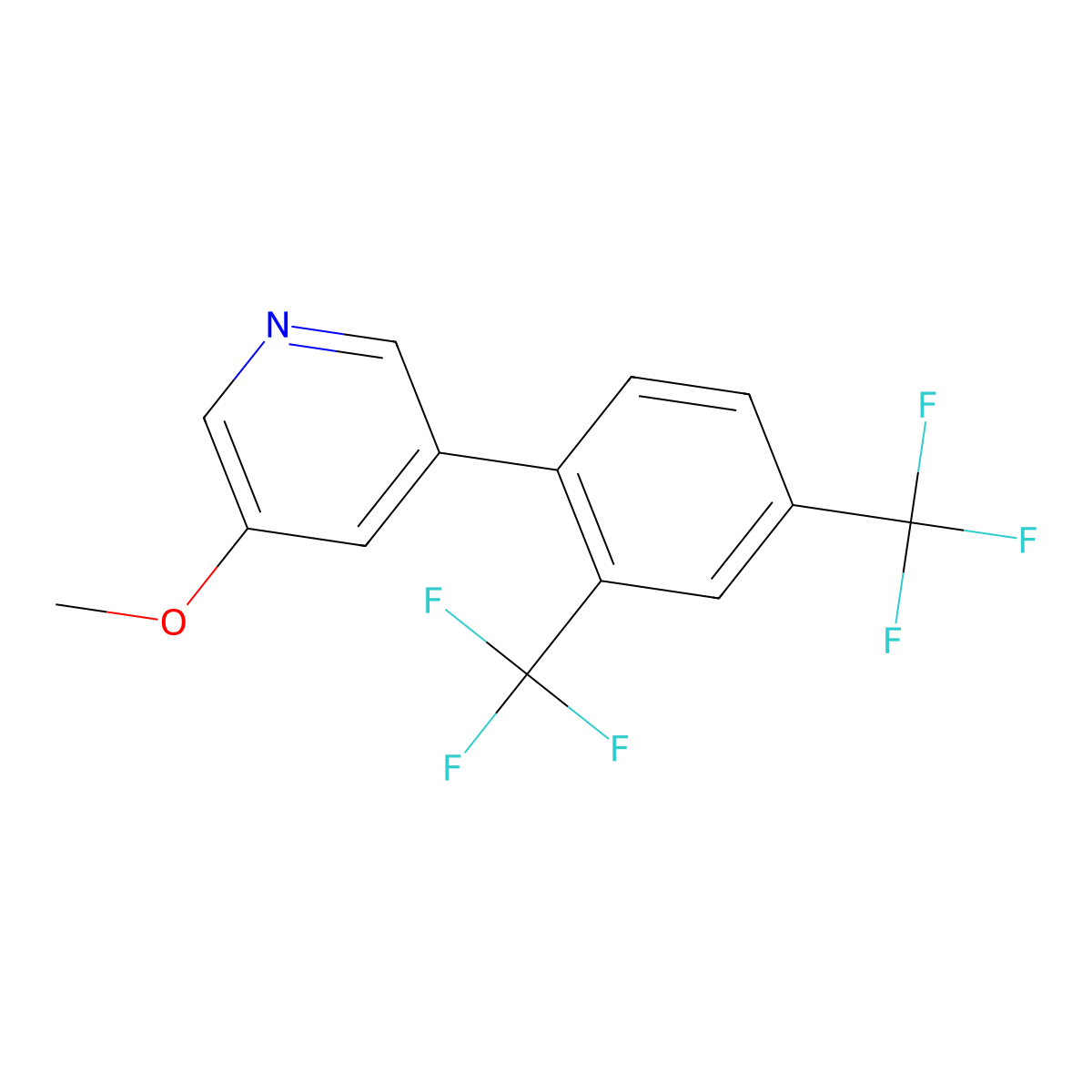 3-(2,4-Bis(trifluoromethyl)phenyl)-5-methoxypyridine molecular structure, CAS 1333319-54-2