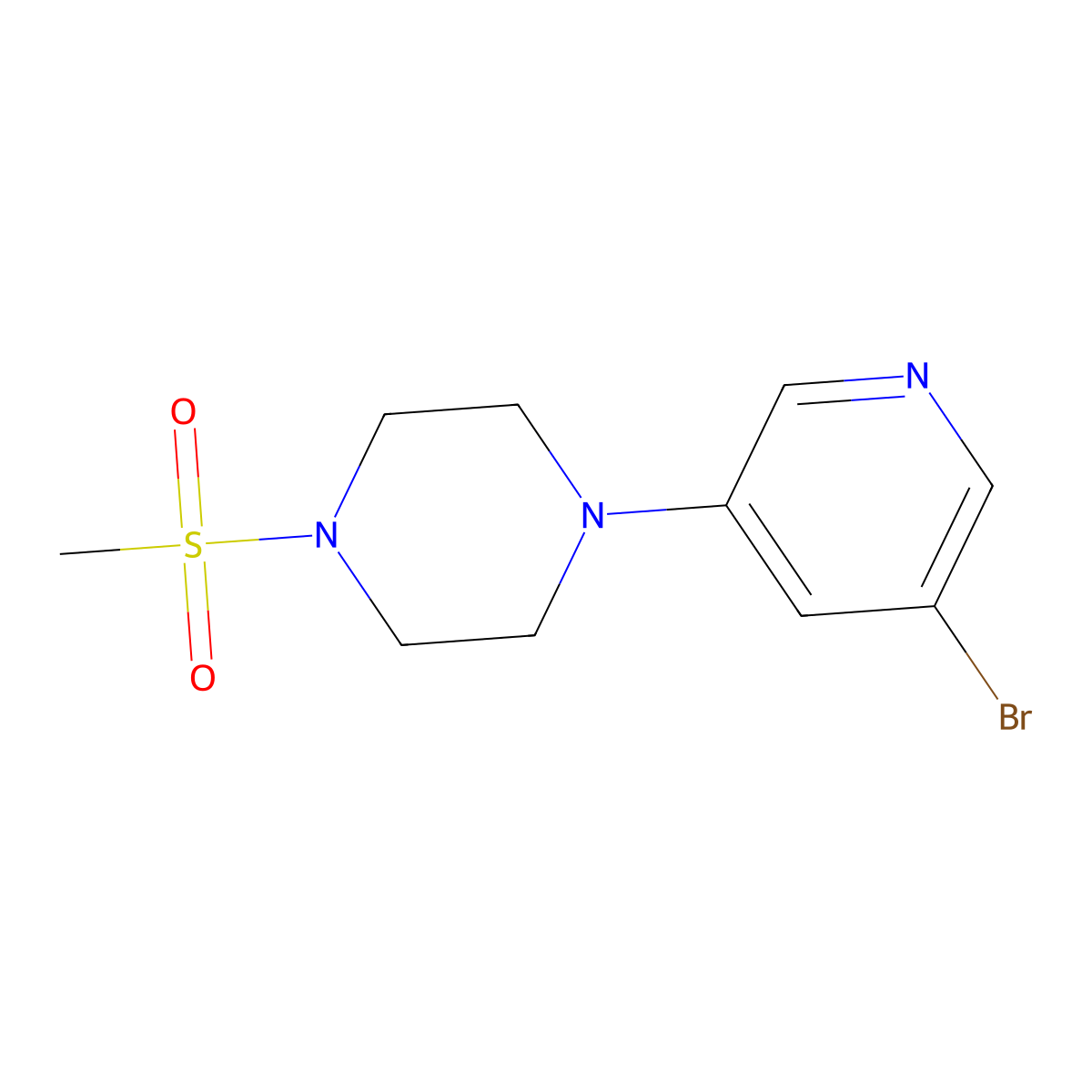 1-(5-Bromopyridin-3-yl)-4-(methylsulfonyl)piperazine molecular structure, CAS 1333319-57-5