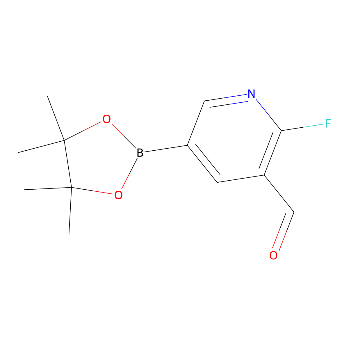 2-Fluoro-5-(4,4,5,5-tetramethyl-1,3,2-dioxaborolan-2-yl)pyridine-3-carbaldehyde molecular structure, CAS 1333319-63-3