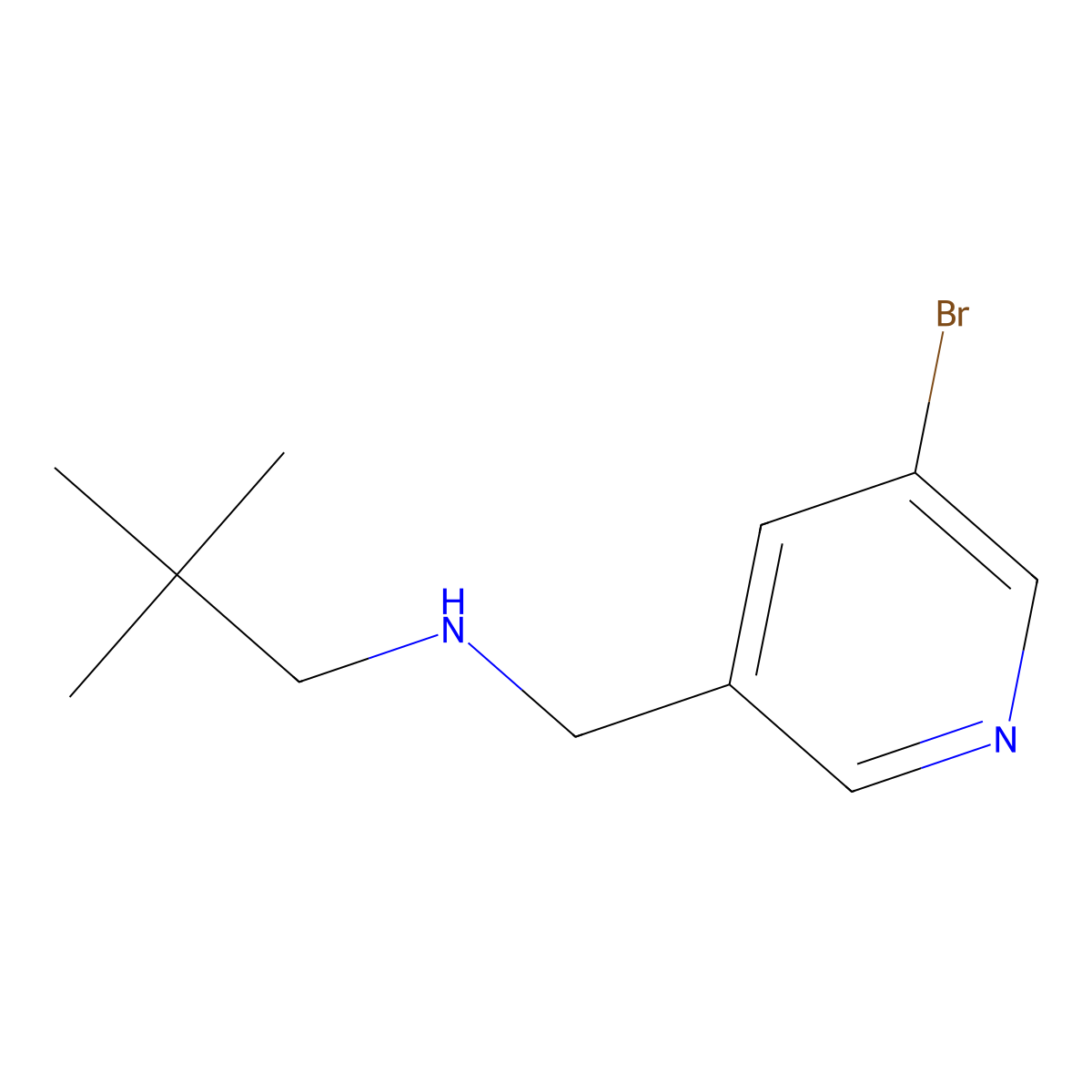 N-((5-bromopyridin-3-yl)methyl)-2,2-dimethylpropan-1-amine molecular structure, CAS 1333319-64-4