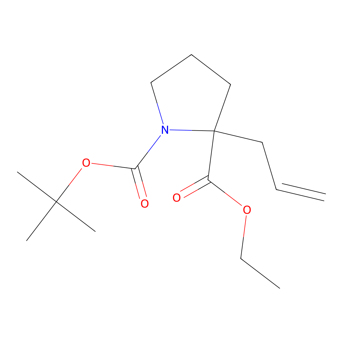 1-tert-Butyl 2-ethyl 2-(prop-2-en-1-yl)pyrrolidine-1,2-dicarboxylate molecular structure, CAS 1333319-68-8