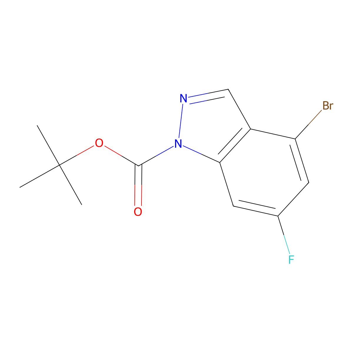 tert-butyl 4-bromo-6-fluoro-1H-indazole-1-carboxylate molecular structure, CAS 1333319-71-3