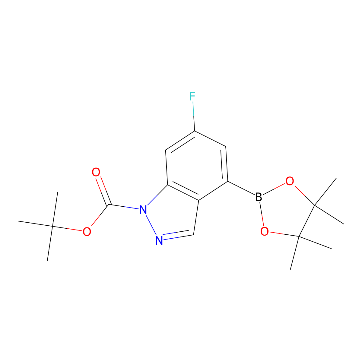 tert-butyl 6-fluoro-4-(4,4,5,5-tetramethyl-1,3,2-dioxaborolan-2-yl)-1H-indazole-1-carboxylate molecular structure, CAS 1333319-72-4